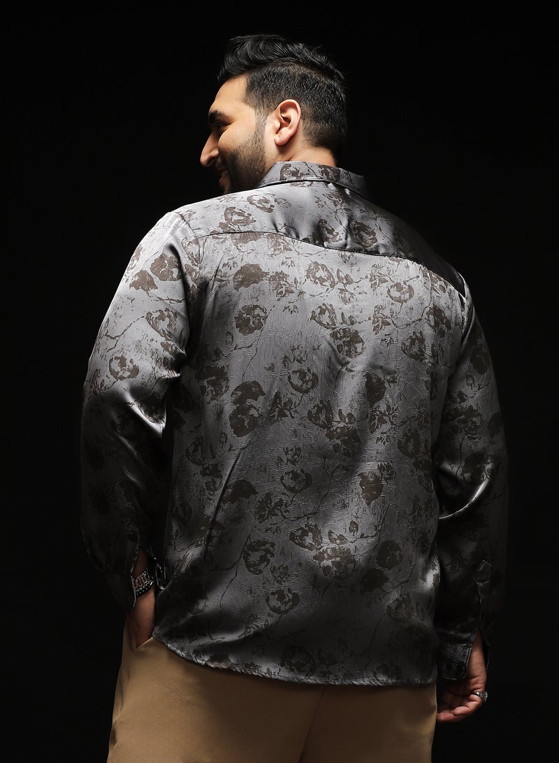 انستافاب بلس قميص رجالي مطبوع باللون الرمادي القمري من إنستافاب بلس - Image 5