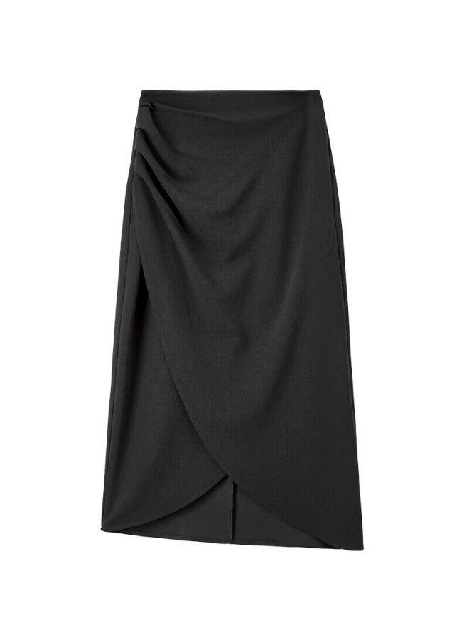 Sentubila Shangduobila Elegant Design Skirt, Women's Autumn Split Bodycon Skirt, Slimming Mid-length Skirt, Black, M - Image 4