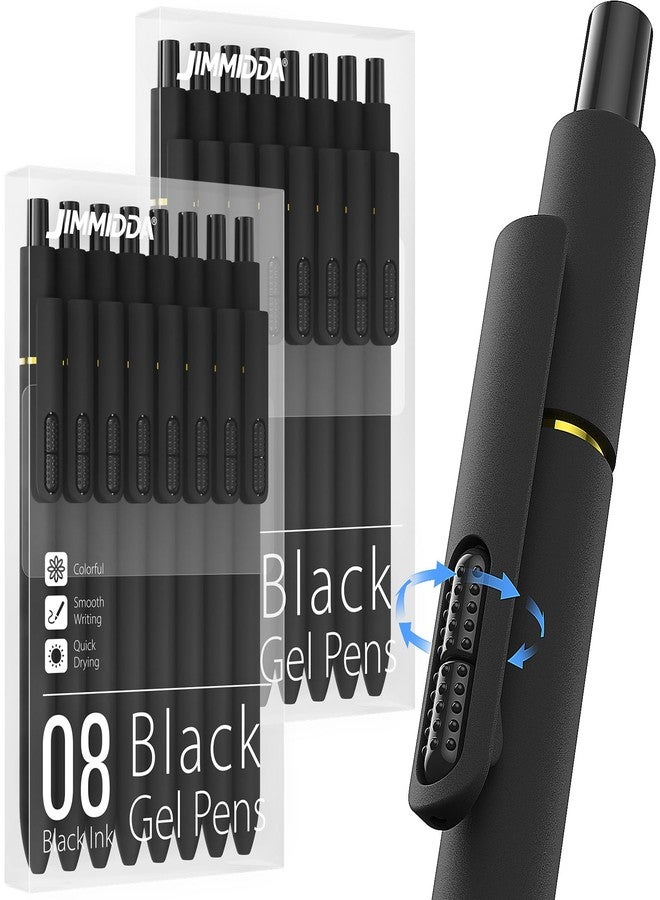 JIMMIDDA 16Pcs Black Gel Pens - 0.7mm Medium Point Black Ink Pens | Smooth Writing - Quick Drying Retractable Pen for Men Women (Black - 16Pcs) - Image 1