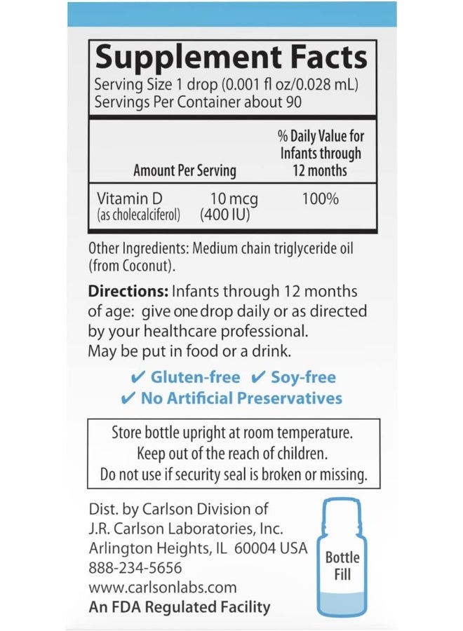 Carlson Baby's Super Daily D3 Liquid Drops for Infants - Image 4