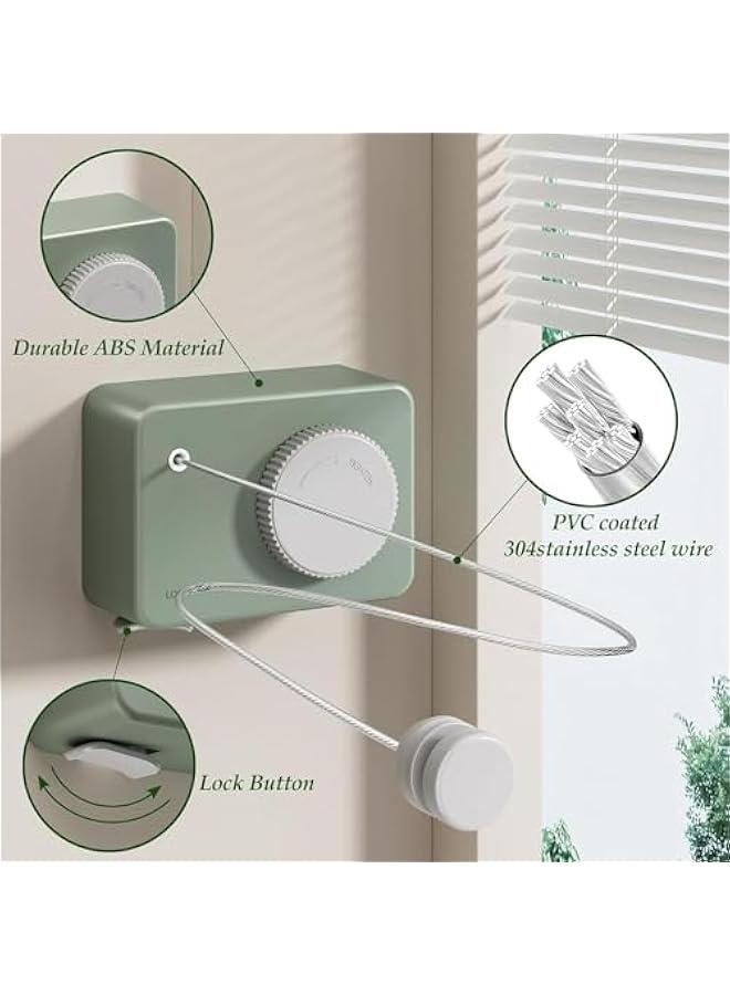 MIXDE Retractable Clothesline Indoor, Clothes Line Retracting Outdoors, Wall Mounted Clothes Line Outdoors Set,13.8 Ft Heavy-Duty Retractable Laundry Line (Green) - Image 4