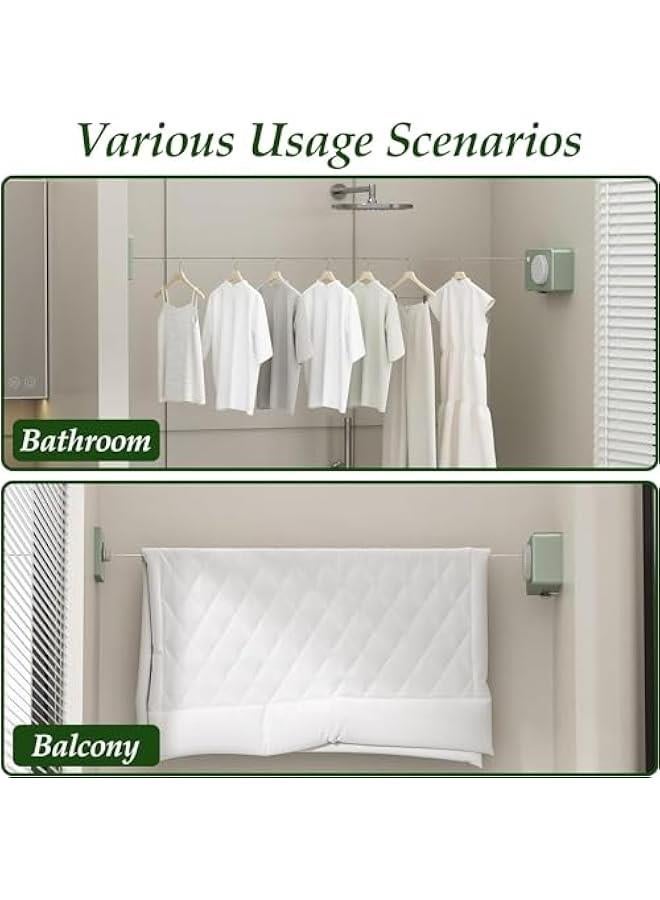 MIXDE Retractable Clothesline Indoor, Clothes Line Retracting Outdoors, Wall Mounted Clothes Line Outdoors Set,13.8 Ft Heavy-Duty Retractable Laundry Line (Green) - Image 5