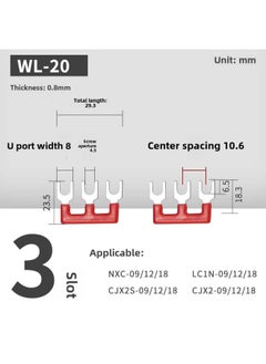 AC Contactor Connecting Piece L1L2L3 Three-phase Power Supply Main Power Short Circuit Bar Star Triangle Contactor Short Circuit Piece-Colour:Green-wl20-3 Bits (applicable To 09/12/18 Contactor)
