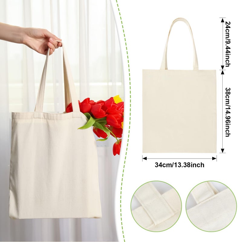 RAINFLOW Canvas Tote Bag - 4 PCS Cotton Canvas Reusable Grocery Shopping Blank Tote Bag with Handles for Crafts DIY, Gift, Advertising Promotion Activity - Image 2