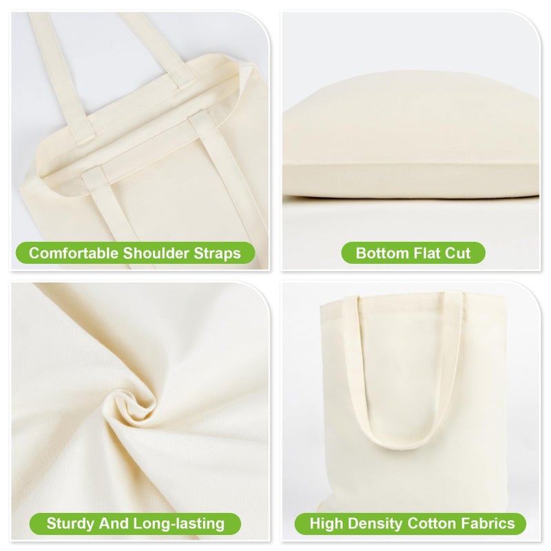 RAINFLOW Canvas Tote Bag - 4 PCS Cotton Canvas Reusable Grocery Shopping Blank Tote Bag with Handles for Crafts DIY, Gift, Advertising Promotion Activity - Image 3