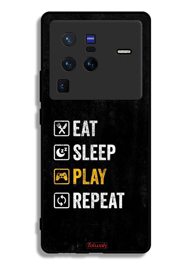 Tolwak Vivo X80 Pro Protective Case Cover Eat Sleep Play Repeat - Image 2