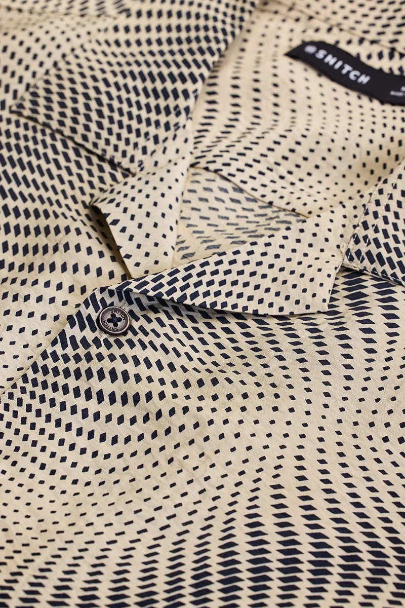 SNITCH Beige Printed Half Sleeve Boxy Shirt