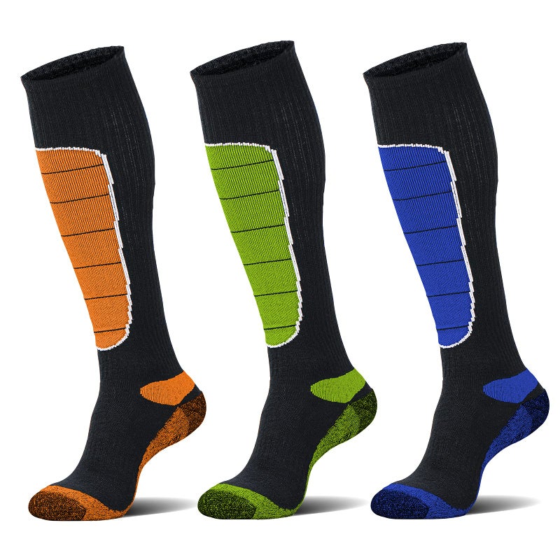 Hylaea Merino Wool Cold Weather Socks for Ski, Snowboarding, Snow, Winter, Knee-high Warm Socks, Thermal, Cushioned, Moisture Wick, Hunting, Cycling Red Blue Green X-Large - Image 1