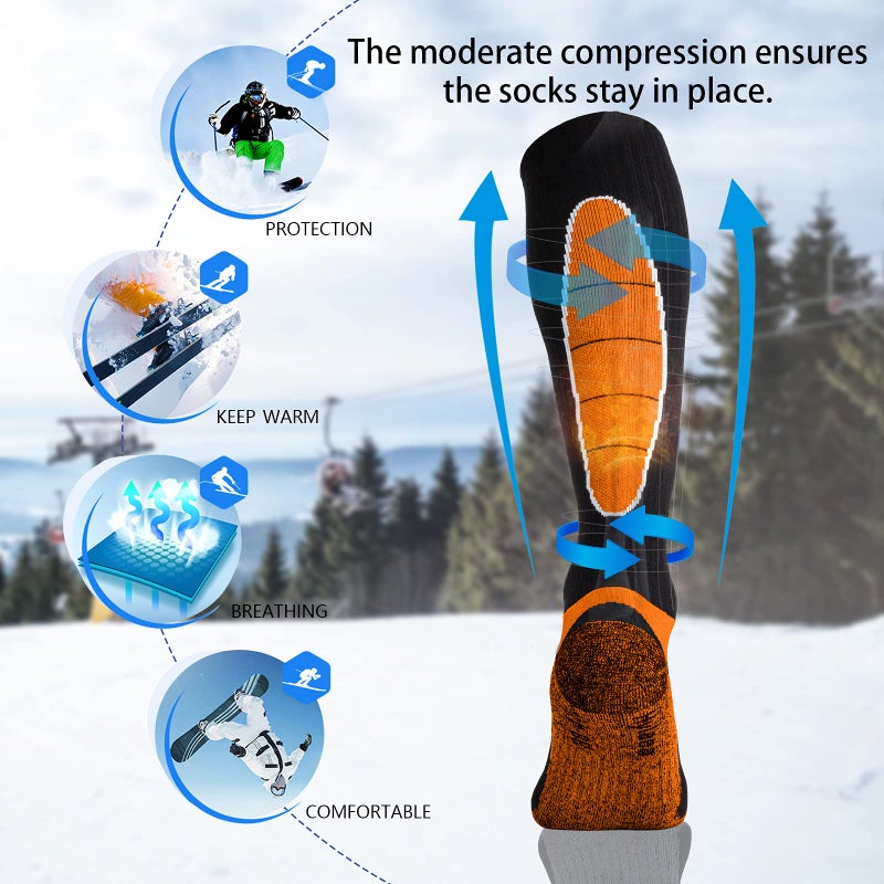 Hylaea Merino Wool Cold Weather Socks for Ski, Snowboarding, Snow, Winter, Knee-high Warm Socks, Thermal, Cushioned, Moisture Wick, Hunting, Cycling Red Blue Green X-Large - Image 4