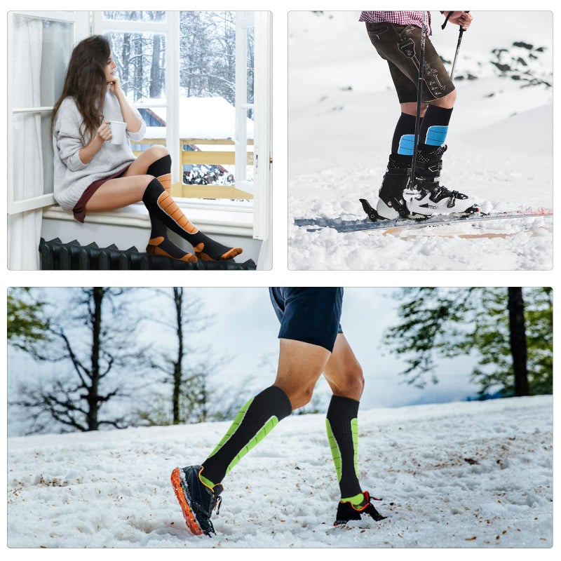 Hylaea Merino Wool Cold Weather Socks for Ski, Snowboarding, Snow, Winter, Knee-high Warm Socks, Thermal, Cushioned, Moisture Wick, Hunting, Cycling Red Blue Green X-Large - Image 5