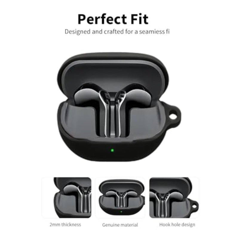 Silicone Case for SoundPs Air6 HS Earbuds with Lanyard, Keychain & Cleaner Kit, Black - Image 3