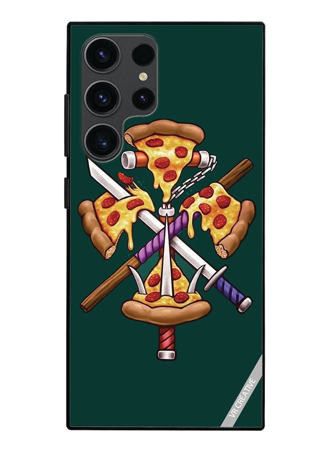 VR CREATIVE Protective Case Cover For Samsung Galaxy S23 Ultra 5G Pizza Sword Design Multicolour - Image 1
