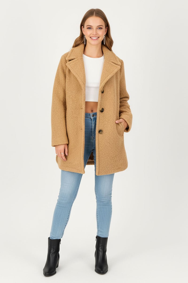 ANNE KLEIN جاكيت نسائي ناعم الملمس، بيج - Image 2