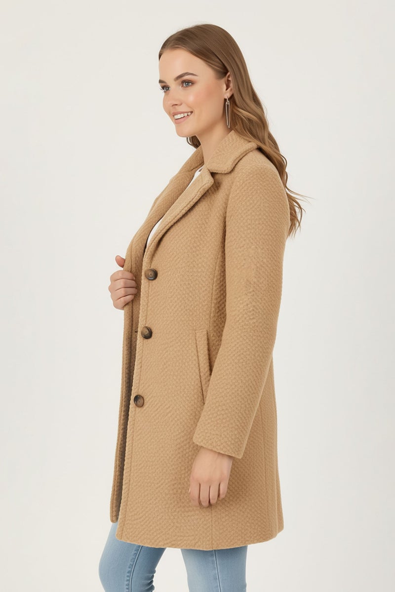 ANNE KLEIN جاكيت نسائي ناعم الملمس، بيج - Image 3