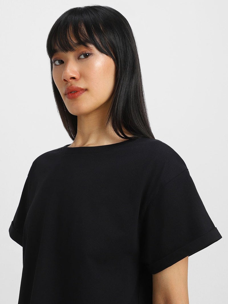 JUNEBERRY® Pure 100% Cotton Oversized Loose Baggy Fit Round Neck with Drop Shoulder Black & White Half Sleeves Boyfriend T-Shirt for Women & Girls (PO2_BF_44BK_43WT_XXL) - Image 3