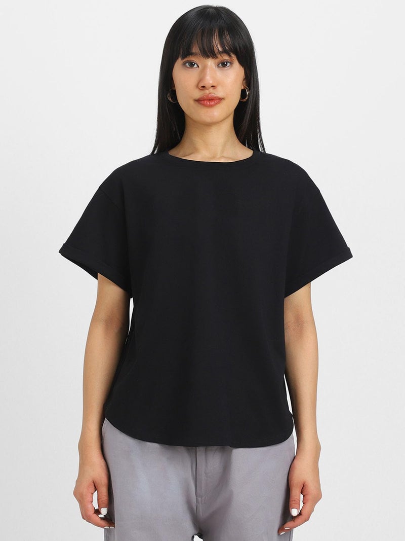 JUNEBERRY® Pure 100% Cotton Oversized Loose Baggy Fit Round Neck with Drop Shoulder Black & White Half Sleeves Boyfriend T-Shirt for Women & Girls (PO2_BF_44BK_43WT_XXL) - Image 2