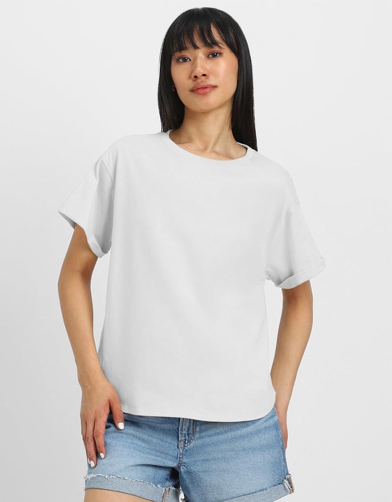 JUNEBERRY® Pure 100% Cotton Oversized Loose Baggy Fit Round Neck with Drop Shoulder Black & White Half Sleeves Boyfriend T-Shirt for Women & Girls (PO2_BF_44BK_43WT_XXL) - Image 5