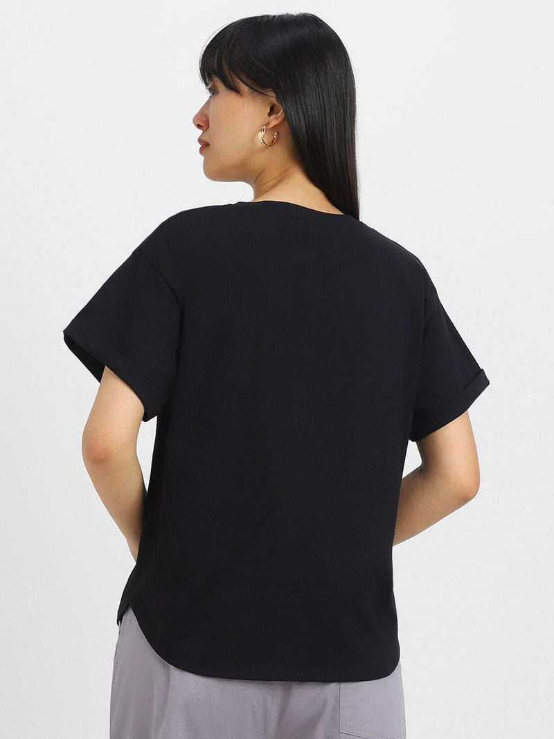 JUNEBERRY® Pure 100% Cotton Oversized Loose Baggy Fit Round Neck with Drop Shoulder Black & White Half Sleeves Boyfriend T-Shirt for Women & Girls (PO2_BF_44BK_43WT_XXL) - Image 4