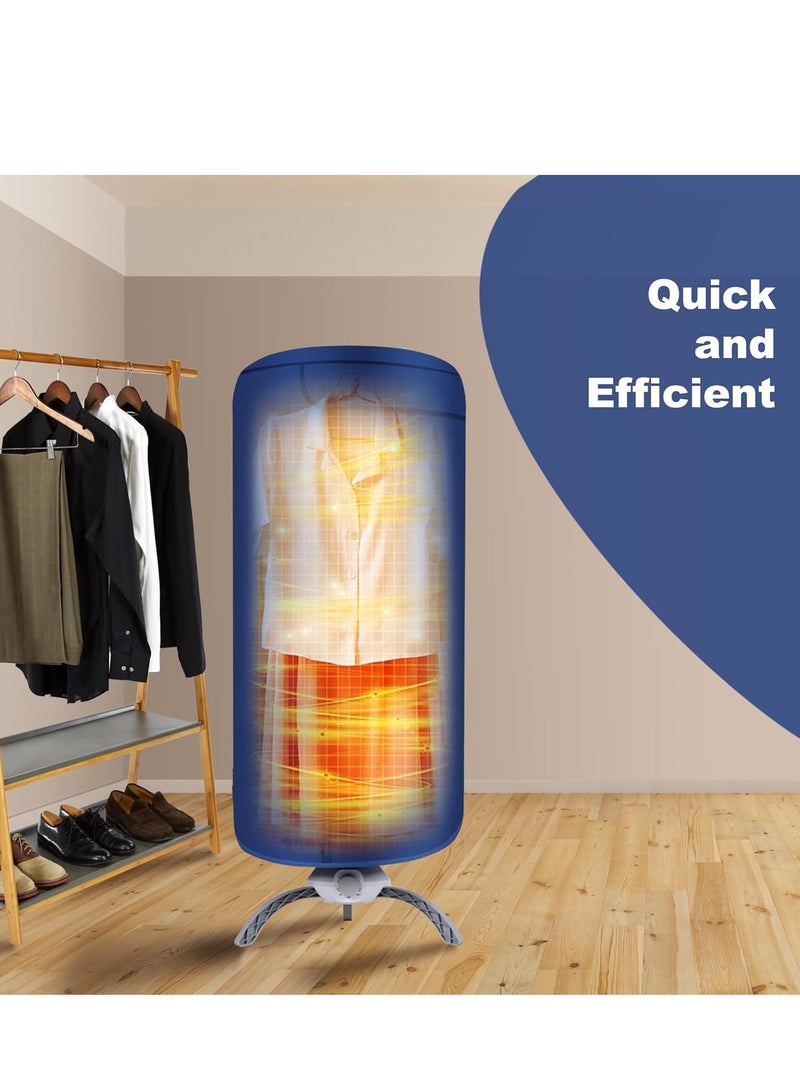 USTIDE Folding Cylindrical Portable Dryer Rack - 501-1000W Power, 5-10kg Capacity, garment rack, Dark Blue-towel Dryer Rack  - Image 2