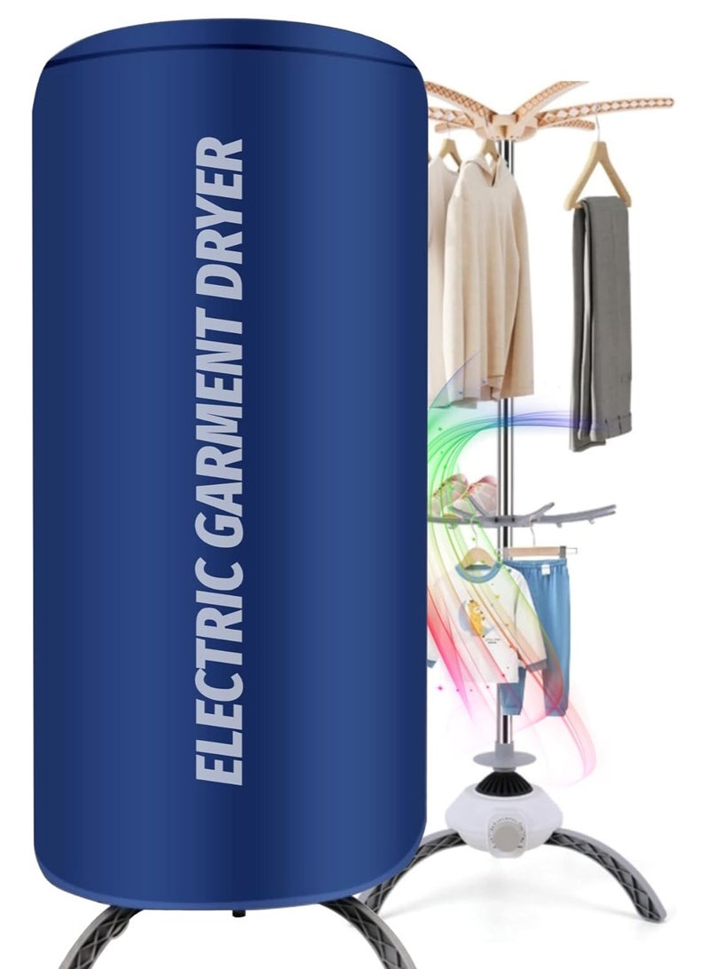 USTIDE Folding Cylindrical Portable Dryer Rack - 501-1000W Power, 5-10kg Capacity, garment rack, Dark Blue-towel Dryer Rack  - Image 1