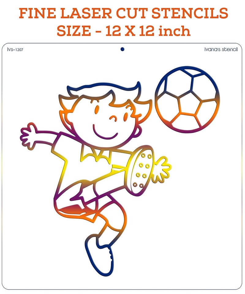 ivana's Ivana's Sports Stencil for Art & Craft, Reusable DIY Decorative Stencil for Painting on Canvas, Fabric, Cloth, Paper, Glass, Furniture and Wall, Size - 12 x 12 inch, IVS-1207  - Image 3
