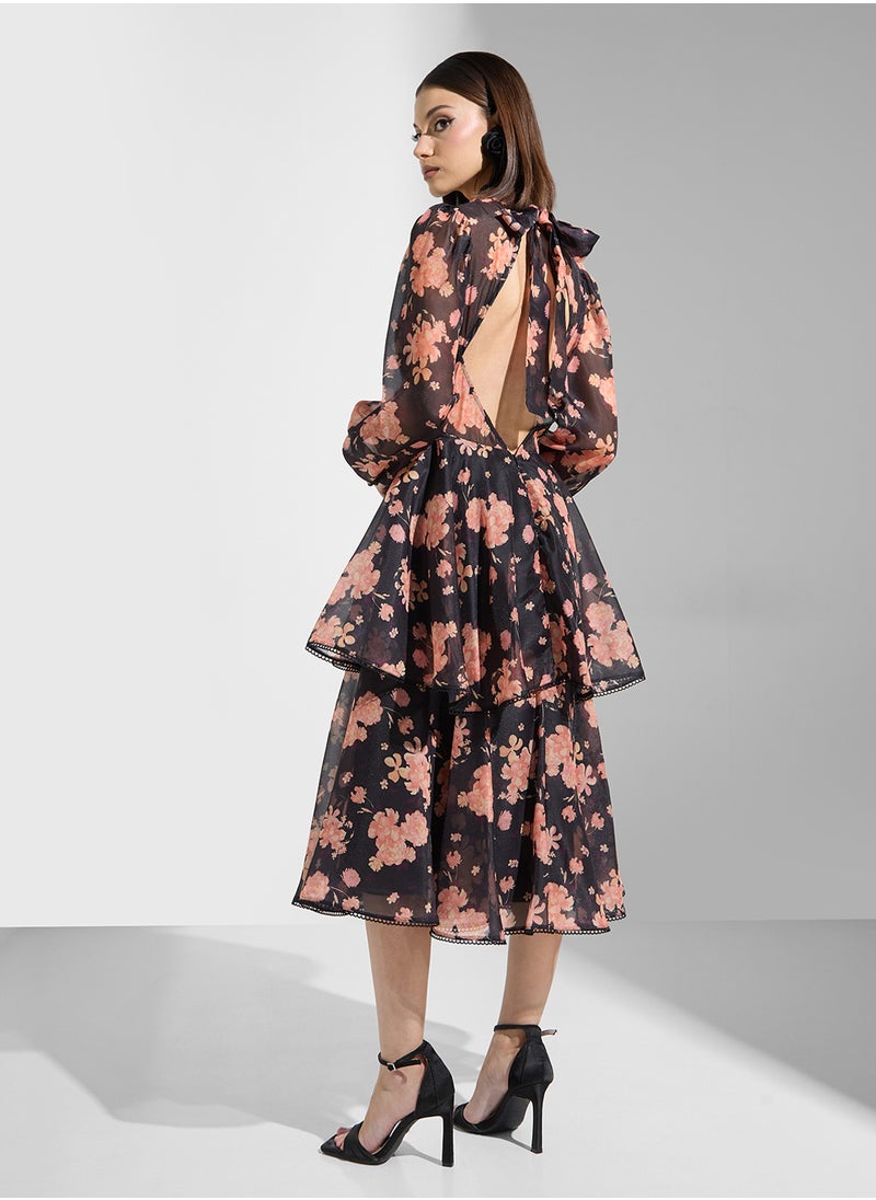 True Decadence Floral Print Balloon Sleeve Dress  - Image 2