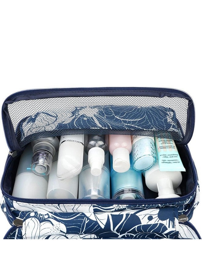 Narwey Hanging Travel Toiletry Bag Cosmetic Make Up Organizer For Women Waterproof (Blue Lotus) - Image 2