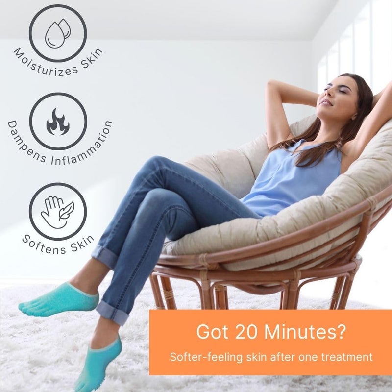 NatraCure 5-Toe Gel Lined Foot Moisturizing Socks â€“ Aloe & Shea Infused Fuzzy Hydrating Socks for Women & Men - Soft Feet Moisturizer Spa & Pedicure Socks for Dry Cracked Heels, Calluses - Medium - Image 3