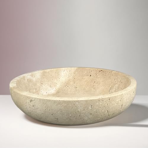 BIGPIPI Travertine Decorative Bowls for Home Decor Marble Fruit Bowl for Kitchen Counter Keys Bowl for Entryway Table Large Candy Serving Bowl for Table Centerpiece Office Modern Home Decor Beige - Image 1