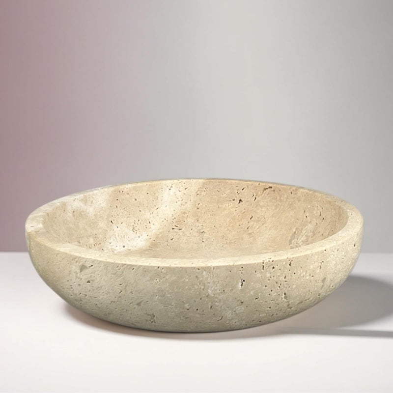 BIGPIPI Travertine Decorative Bowls for Home Decor Marble Fruit Bowl for Kitchen Counter Keys Bowl for Entryway Table Large Candy Serving Bowl for Table Centerpiece Office Modern Home Decor Beige - Image 2