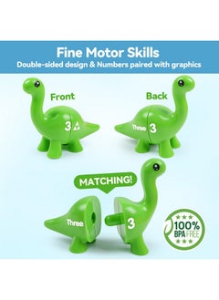 kizh 10 Pcs Double-Sided Dinosaur Matching Number Toy Fine Motor 1 To 10 Math Match Game Preschool Learning Montessori Educational Toys For 3 4 5 Toddlers Boys Girls  - Image 3