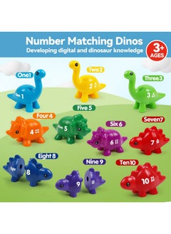kizh 10 Pcs Double-Sided Dinosaur Matching Number Toy Fine Motor 1 To 10 Math Match Game Preschool Learning Montessori Educational Toys For 3 4 5 Toddlers Boys Girls  - Image 2