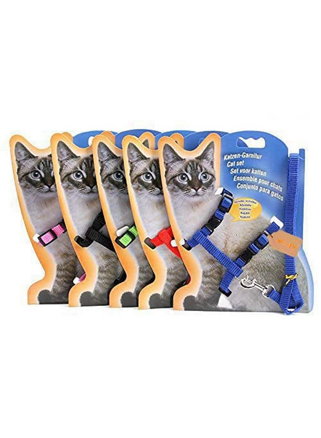 Nylon Leash With Full Body Harness Set For Cats Adjustable & Durable For Small Pet Walking - Color As Per Availability - Image 1