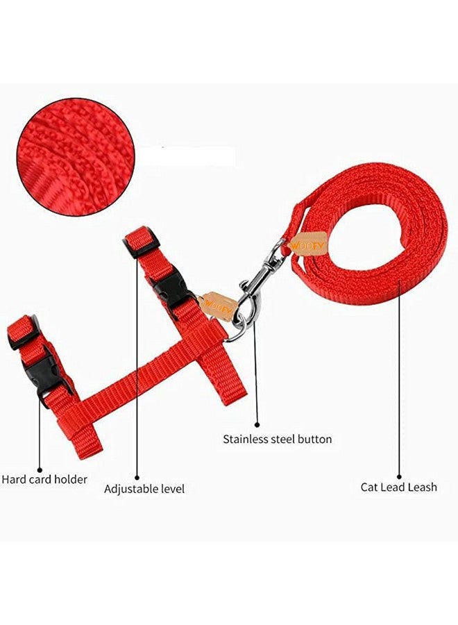 Nylon Leash With Full Body Harness Set For Cats Adjustable & Durable For Small Pet Walking - Color As Per Availability - Image 3