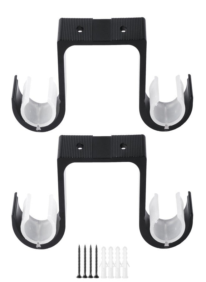 AddGrace Heavy Duty Double Curtain Rod Holders 2 Pack-Ceiling Curtain Rod Brackets Drilled Aluminum Alloy for Bedroom Living Room（Black） - Image 1