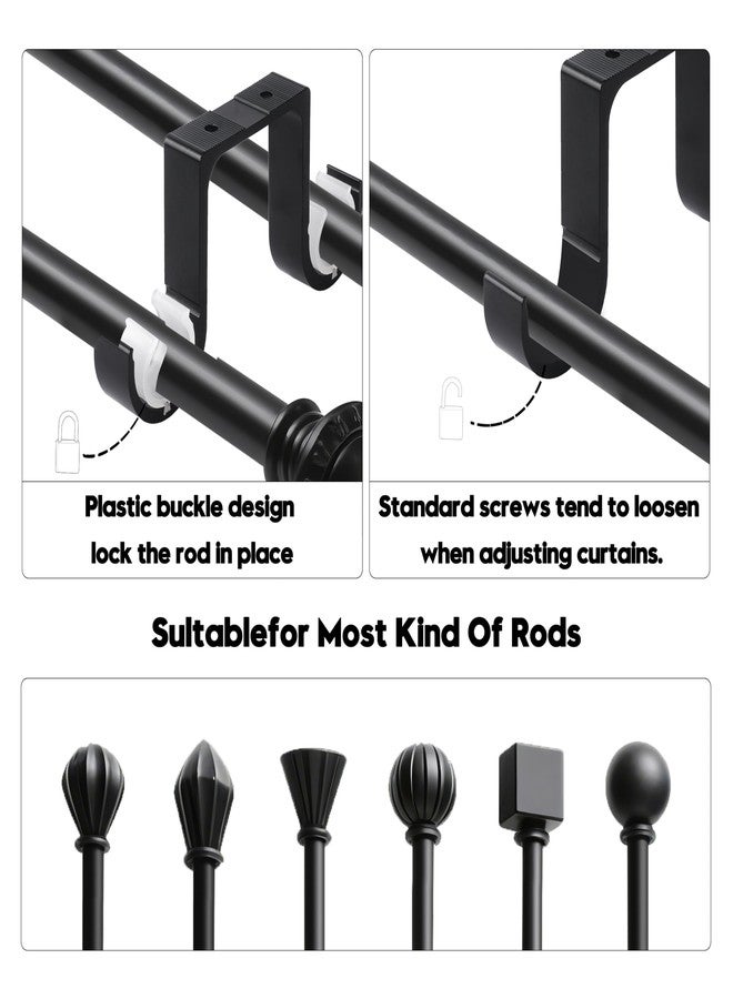 AddGrace Heavy Duty Double Curtain Rod Holders 2 Pack-Ceiling Curtain Rod Brackets Drilled Aluminum Alloy for Bedroom Living Room（Black） - Image 3