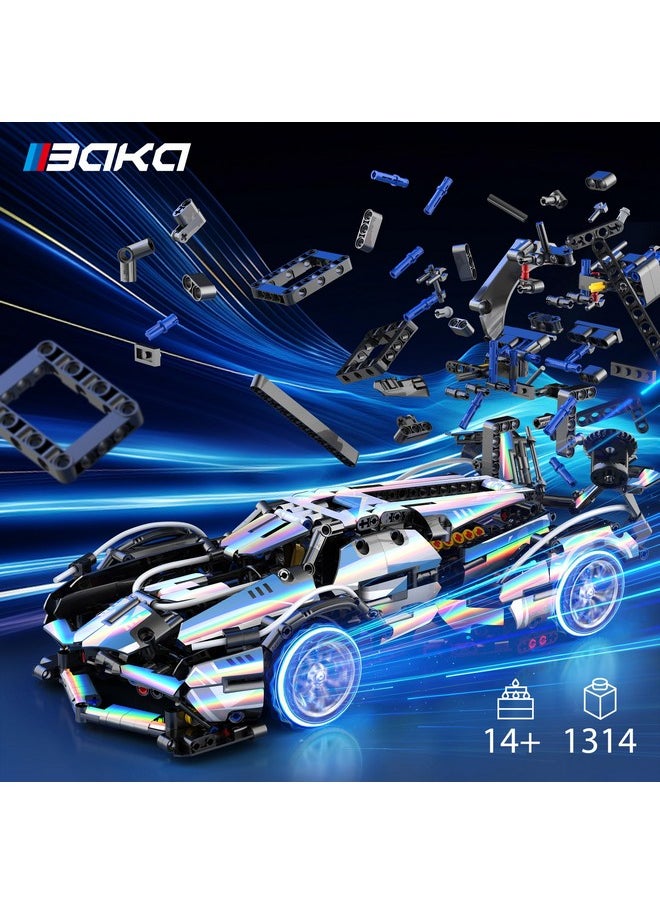 BAKA BAKA Cars Toys Building Set for Boys Aged 10+ - 1:14 LANBO V12 Building Car Toy for Back to School, 1314 Pieces Sports Car Toys for Kids, Teens, Adults, Gift for Birthday, Christmas, Valentine Day  - Image 3