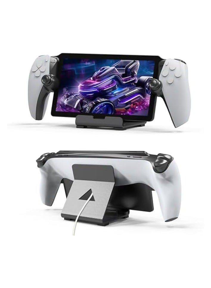 PROMASS Stand Base Compatible with PS5 Portal Remote Player,Frosted Aluminum Alloy Playstand with Anti-Slip Holder for Playstation Portal Handheld Console,Switch,and Mobile Phones-Black - Image 1