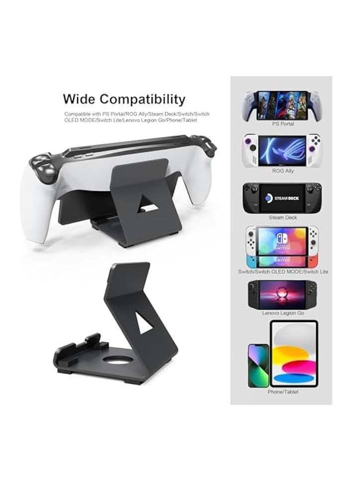 PROMASS Stand Base Compatible with PS5 Portal Remote Player,Frosted Aluminum Alloy Playstand with Anti-Slip Holder for Playstation Portal Handheld Console,Switch,and Mobile Phones-Black - Image 2
