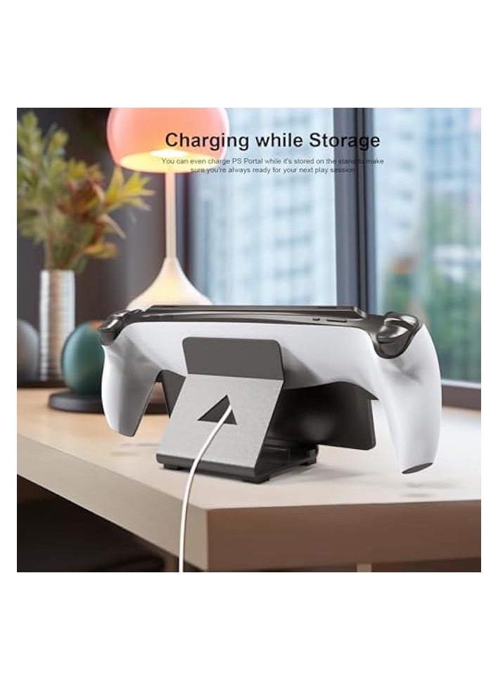 PROMASS Stand Base Compatible with PS5 Portal Remote Player,Frosted Aluminum Alloy Playstand with Anti-Slip Holder for Playstation Portal Handheld Console,Switch,and Mobile Phones-Black - Image 4