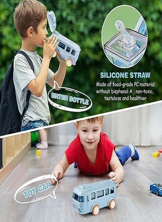 VAGMI Cartoon Car Straw Water Cup,Portable Detachable Bus Water Bottle with Shoulder Strap Leak-Proof Kids Small Drinking Cup(Pack of 1) (Blue) (Blue) - Image 4