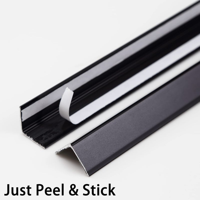 Trimold Matte Black Aluminum Peel and Stick L Molding Corner Guards with 90Â° Angle for Wall Door Frame Cabinet Baseboard Protection and Decoration, 35.4in x 0.8in (3Pcs) - Image 2