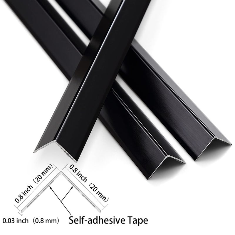 Trimold Matte Black Aluminum Peel and Stick L Molding Corner Guards with 90Â° Angle for Wall Door Frame Cabinet Baseboard Protection and Decoration, 35.4in x 0.8in (3Pcs) - Image 4