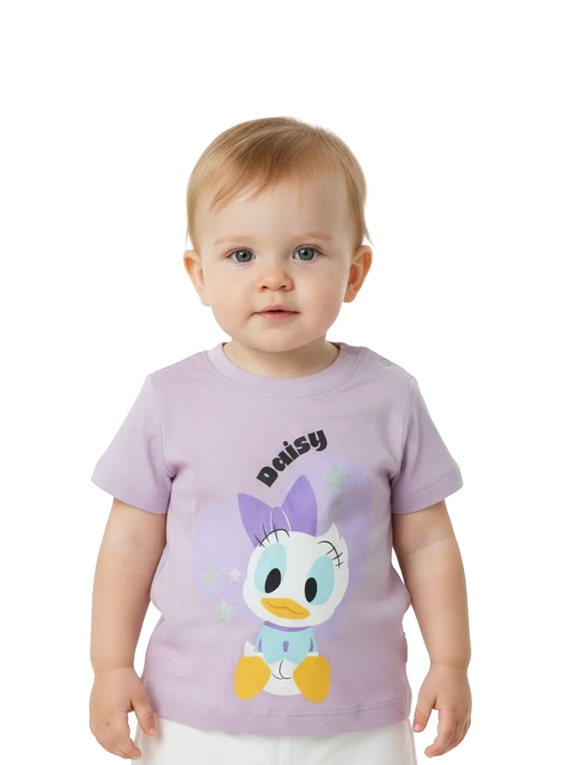 Disney Daisy Duck Graphic T-Shirt for Baby Girls | Character Print Casual Crew Neck Cotton Tee