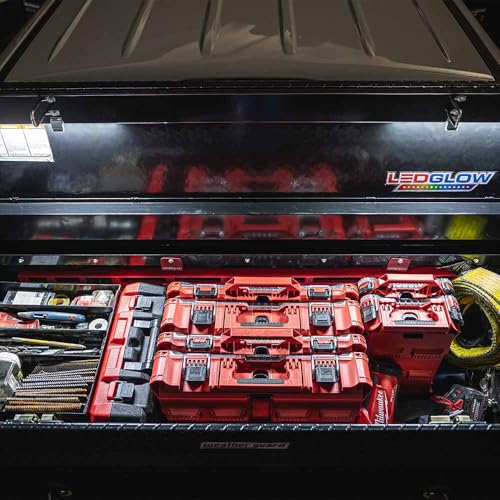 LEDGlow 2pc White Truck Tool Box LED Lighting Kit for Work & Utility Trucks - Universal - 12" Tubes Install Inside The Lid & Shine Down on Tools - Includes Magnetic Power Switch for Automatic On/Off - Image 3