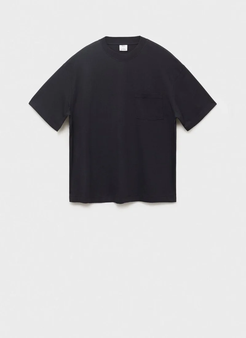 Mango Man T-Shirt 100% Cotton Boxy Fit Pocket