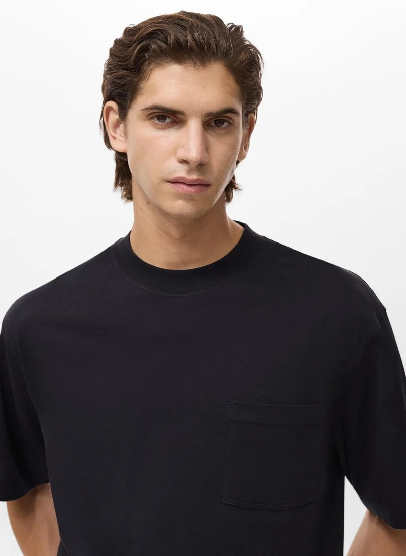 Mango Man T-Shirt 100% Cotton Boxy Fit Pocket