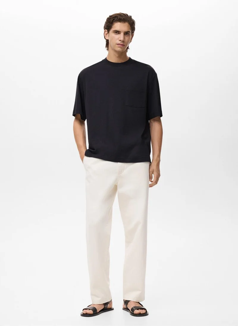 Mango Man T-Shirt 100% Cotton Boxy Fit Pocket