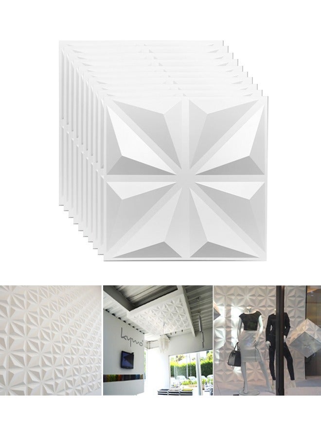12PCS 3D Wall Panels 19.7" x 19.7" PVC Diamond Textured Wall Panel Waterproof Interior Decor Self Adhesive Removable Wallpaper Modern Wall Tiles for Bedroom Living Room Hotel Office (Diamond Texture) - Image 1