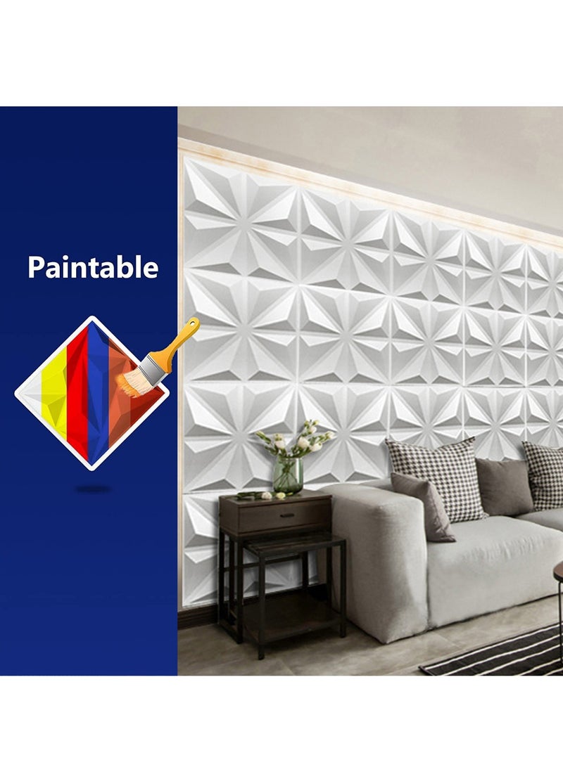 12PCS 3D Wall Panels 19.7" x 19.7" PVC Diamond Textured Wall Panel Waterproof Interior Decor Self Adhesive Removable Wallpaper Modern Wall Tiles for Bedroom Living Room Hotel Office (Diamond Texture) - Image 3